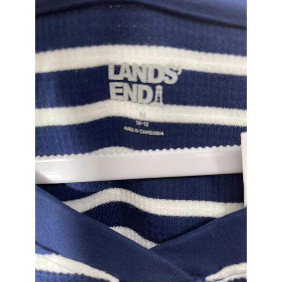 NWT LANDS END WAFFLE KNIT HENLEY PAJAMA TOP NAVY STRIPE M 10-12 MSRP $57.95 - Picture 4 of 5